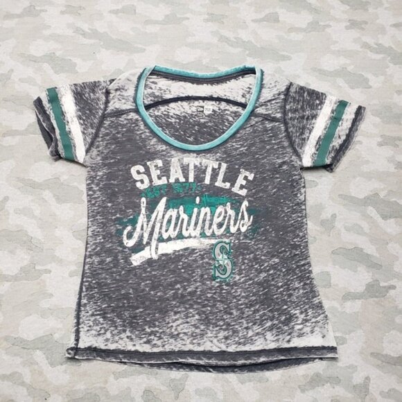 Seattle Mariners Shirt Women s Medium Gray New Era Short Sleeve MLB Baseball - Picture 1 of 6